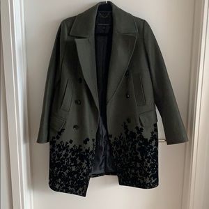 Banana Republic pea coat w/ velvet floral detail